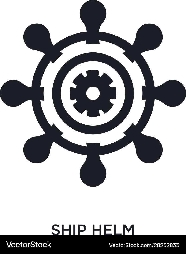 Black ship helm isolated icon simple element from vector image