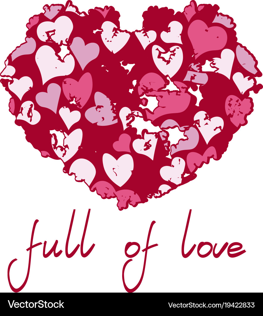 Bright pink heart with quote full of love Vector Image