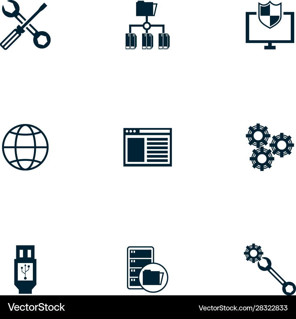 Bundle data center set icons Bundle data center set icons vector image
