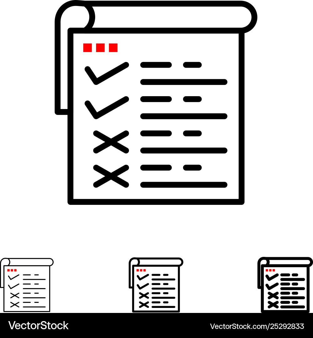 Checklist testing report qa bold and thin black Vector Image