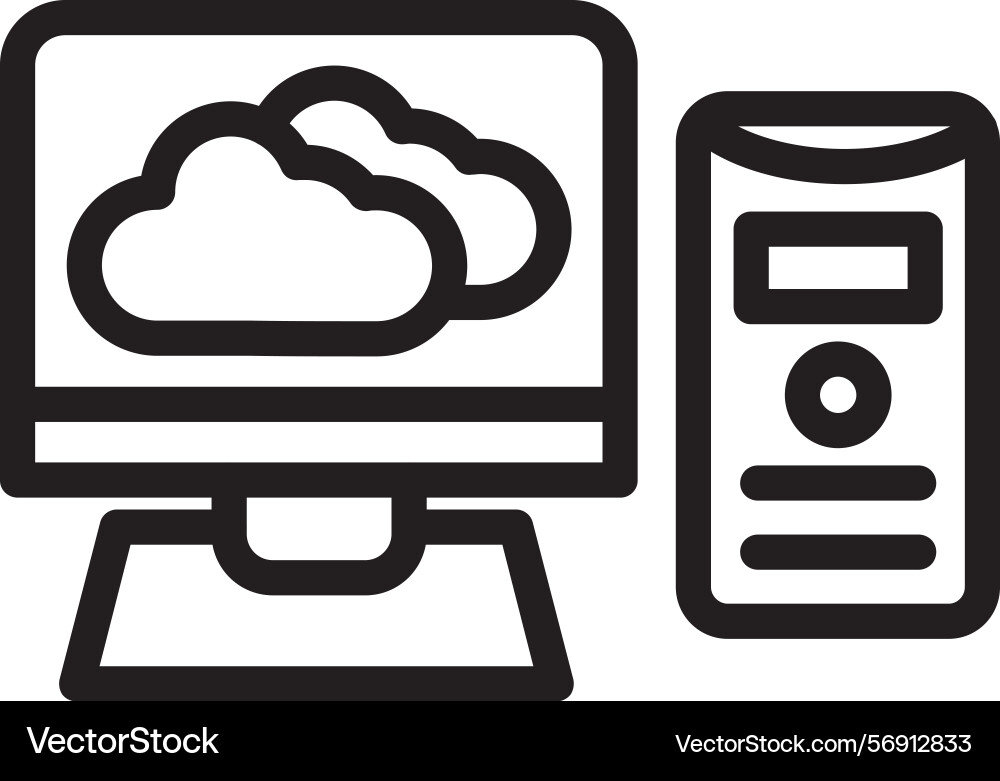 Computer linear style icon design vector image