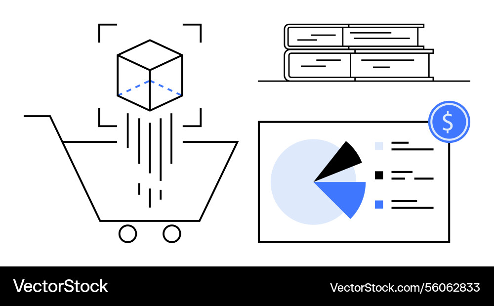 E-commerce concepts with shopping cart 3d cube E-commerce concepts with shopping cart 3d cube vector image