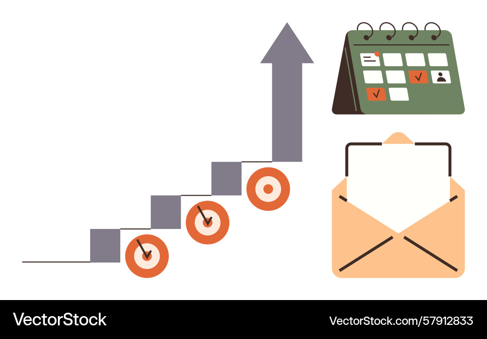 Growth chart with calendar schedule checkmarks Vector Image
