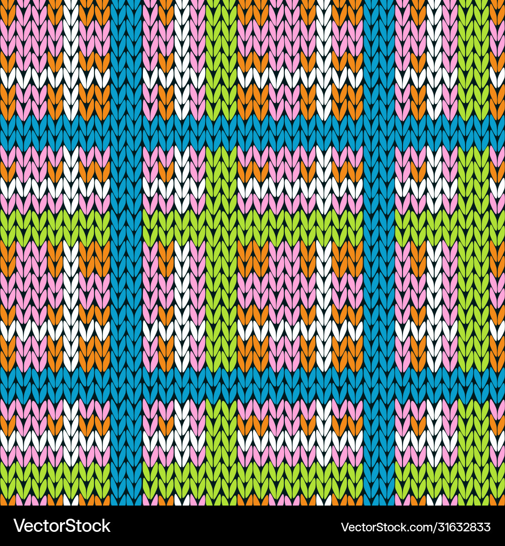 Knitting checkered seamless pattern in various Knitting checkered seamless pattern in various vector image