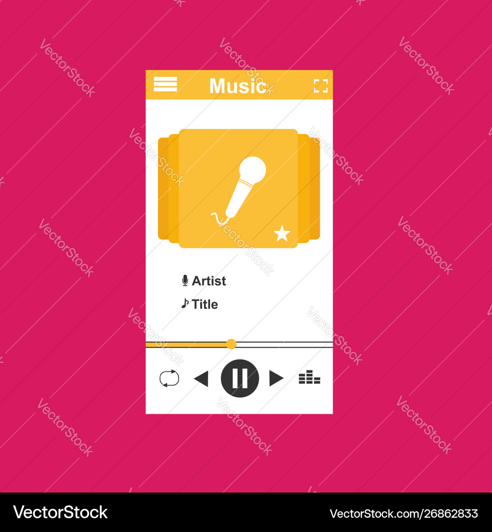 Media player application app template with flat Media player application app template with flat vector image