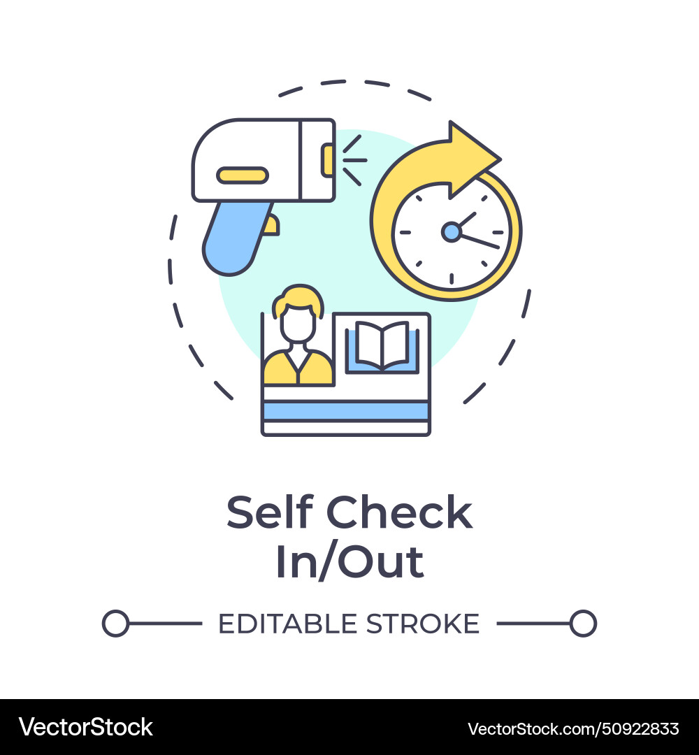 Self check in or out multi color concept icon Vector Image