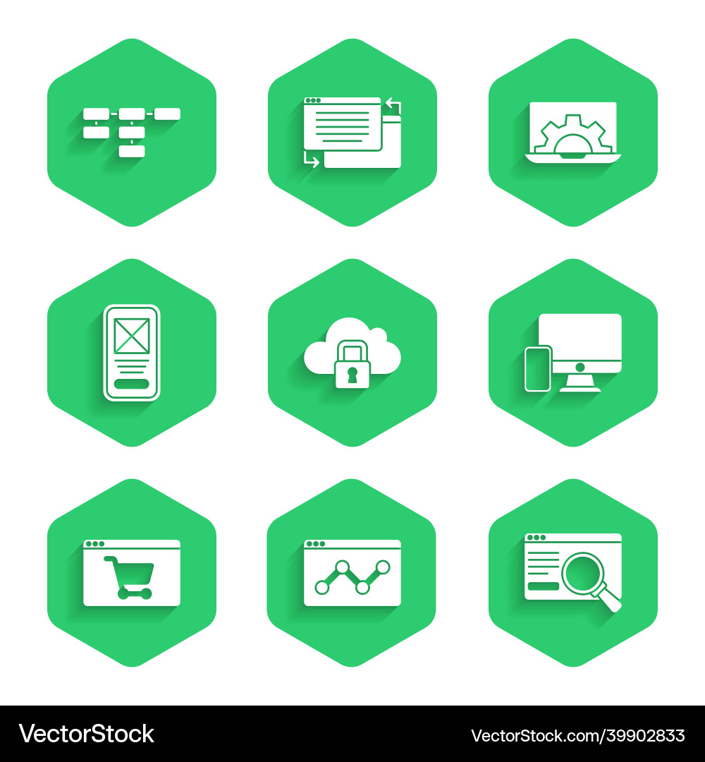 Set cloud computing lock website statistic ui Set cloud computing lock website statistic ui vector image