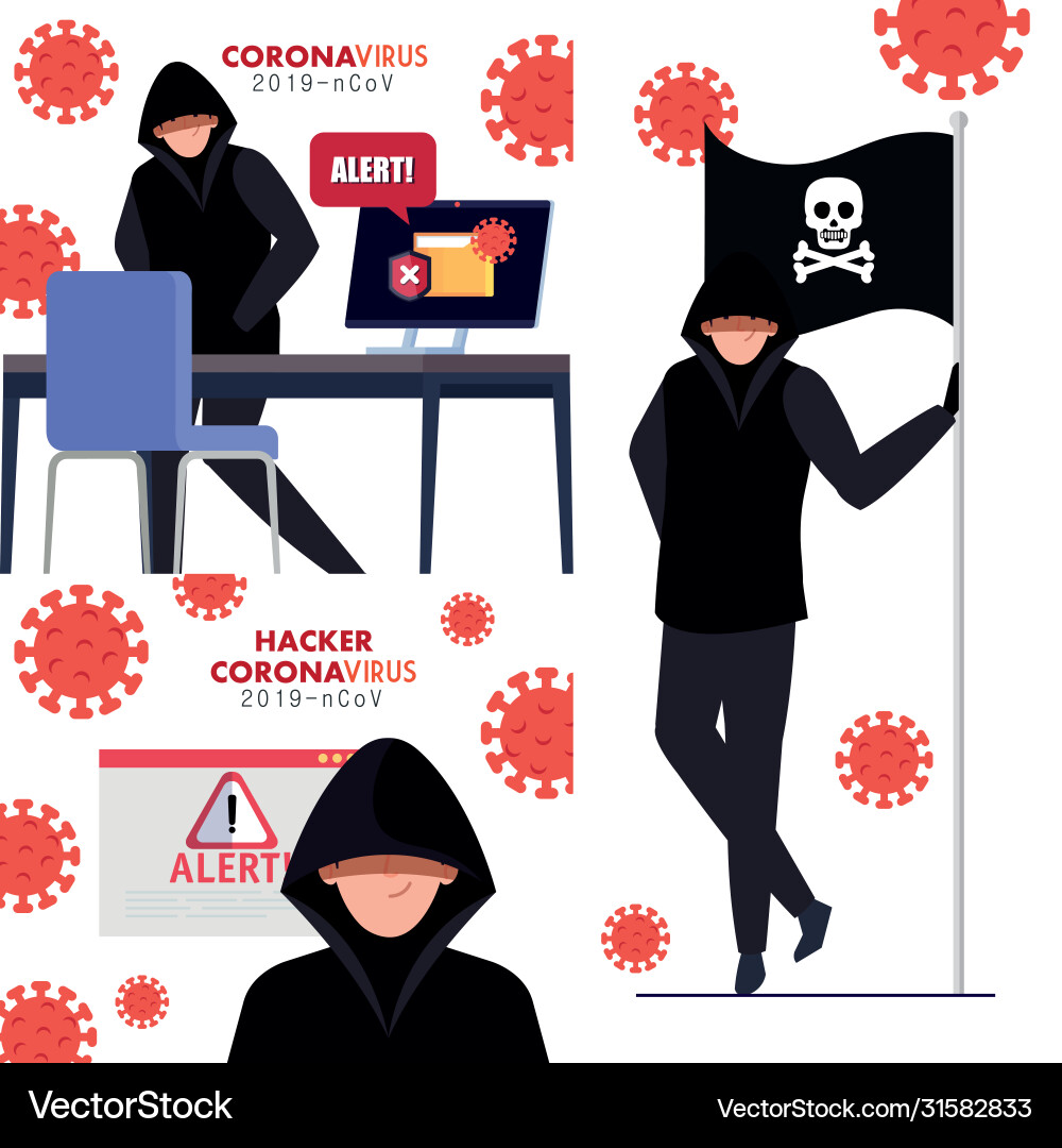 Set scenes hacker with devices electronics during Set scenes hacker with devices electronics during vector image