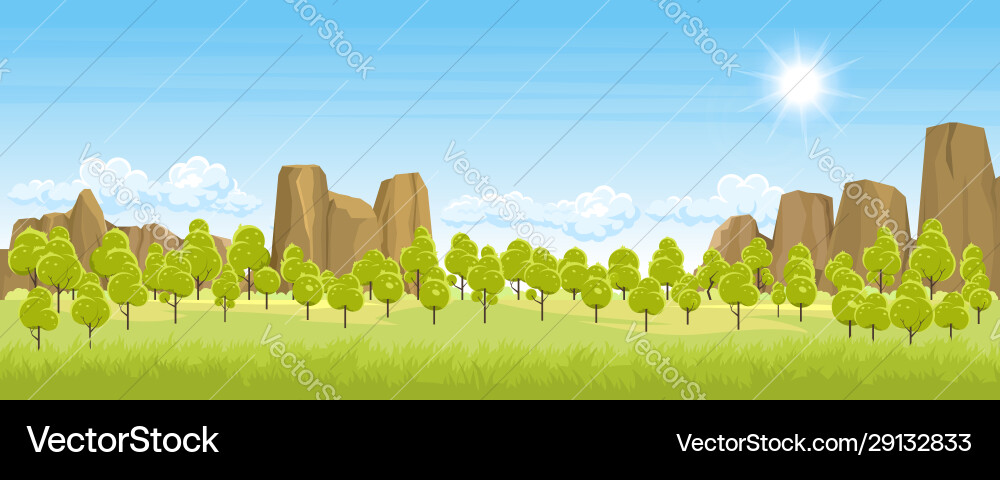 Summer landscape with trees Vector Image