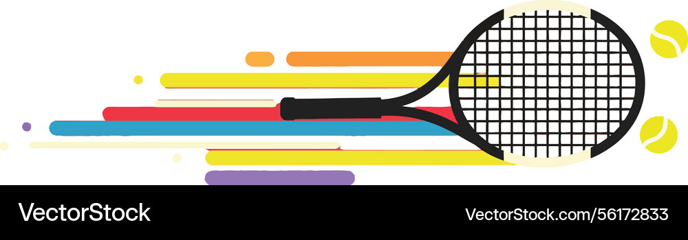 Tennis racket with dynamic motion lines in flat Vector Image