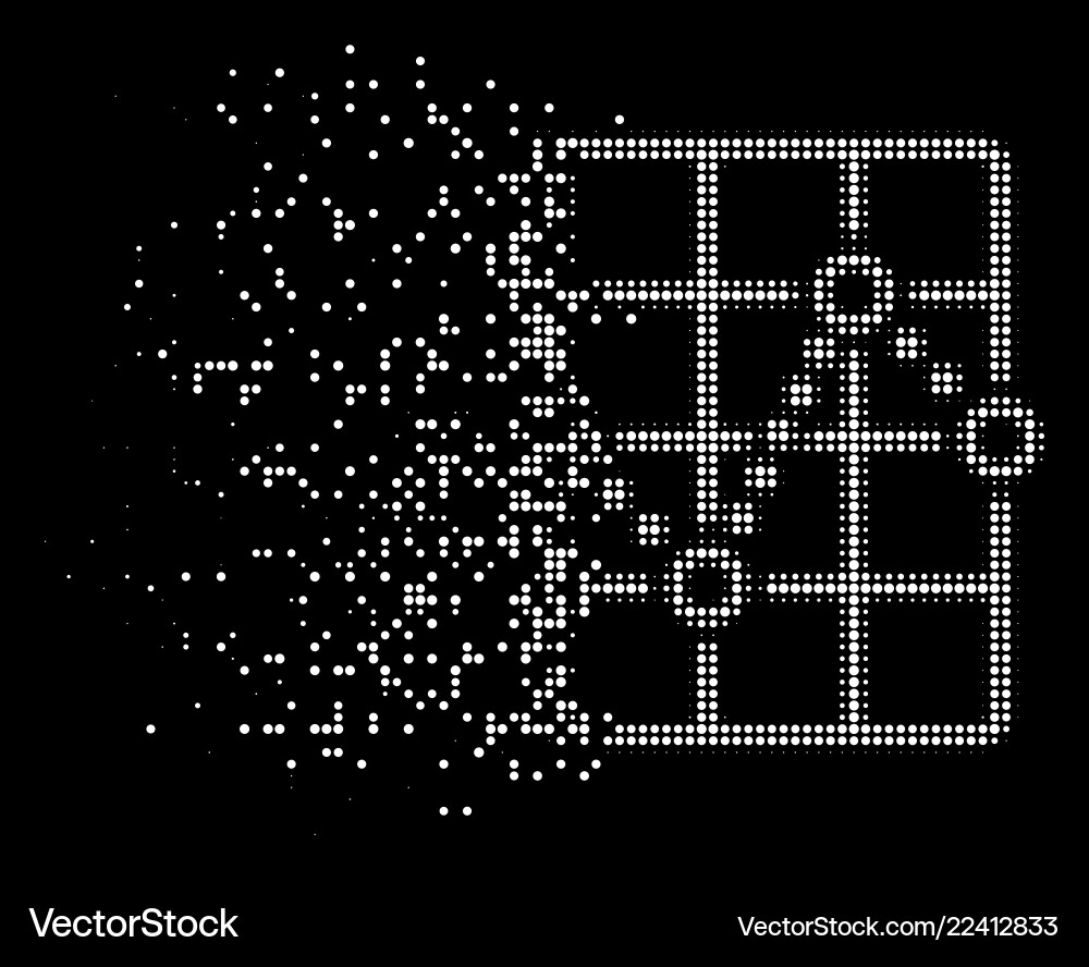 White dissipated dot halftone line plot icon White dissipated dot halftone line plot icon vector image