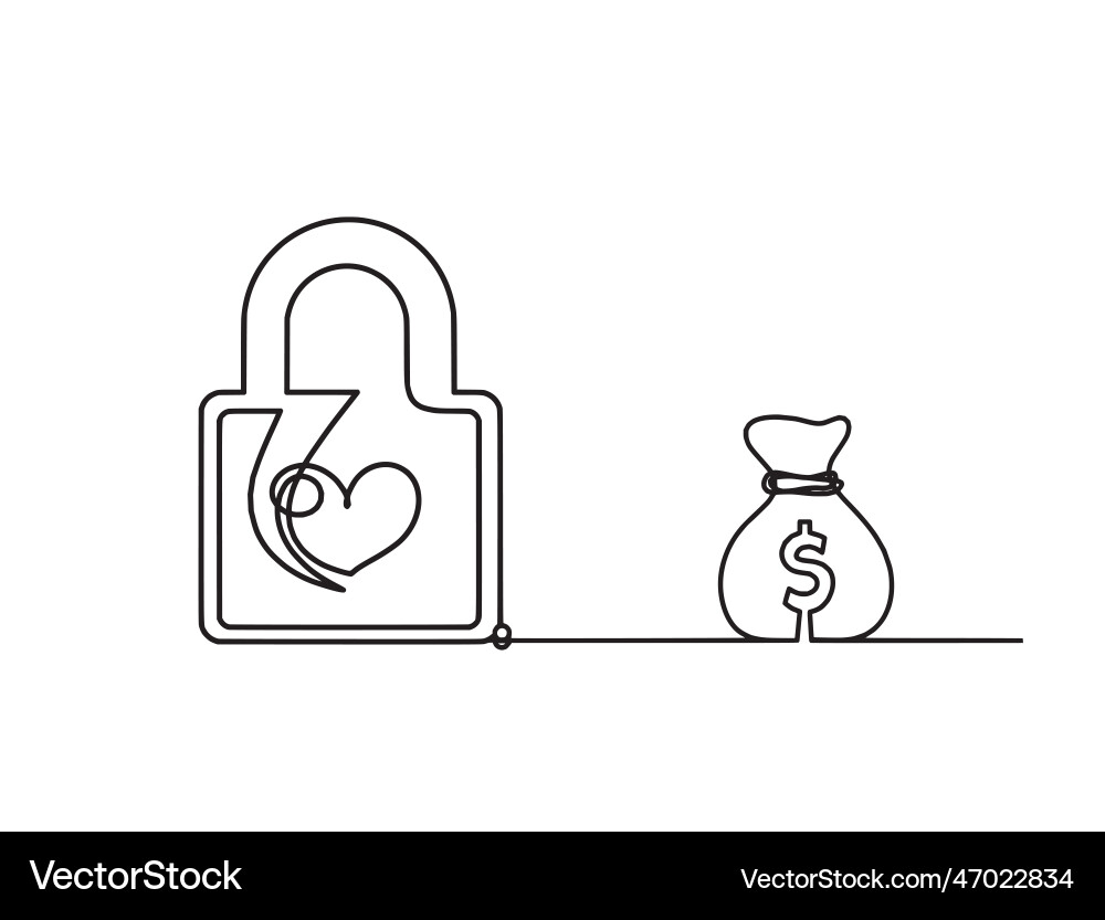 Abstract heart-lock with dollar as continuous Vector Image