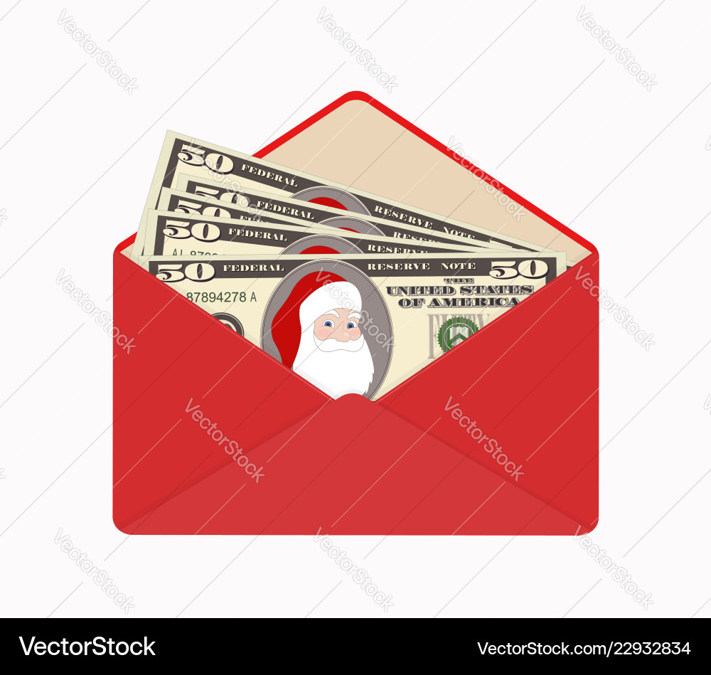 Bill one hundred dollars with santa claus in open Bill one hundred dollars with santa claus in open vector image