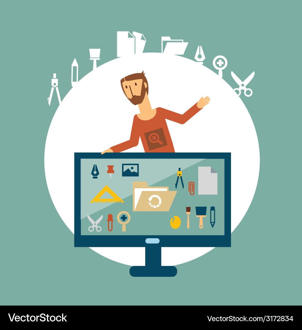 Designer working for the computer Vector Image