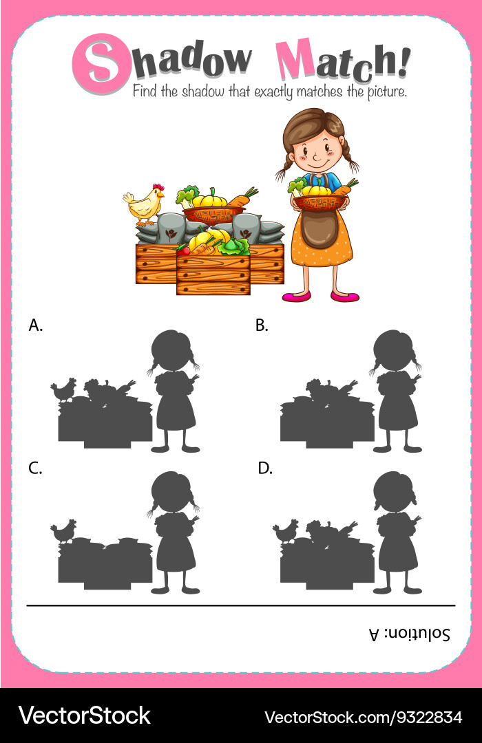 Game template with shadow matching farm products vector image