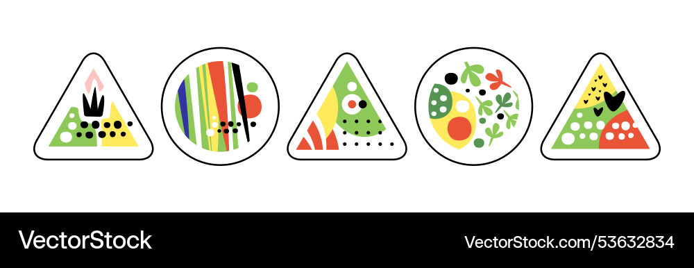 Geometric shape color pattern and print set Geometric shape color pattern and print set vector image