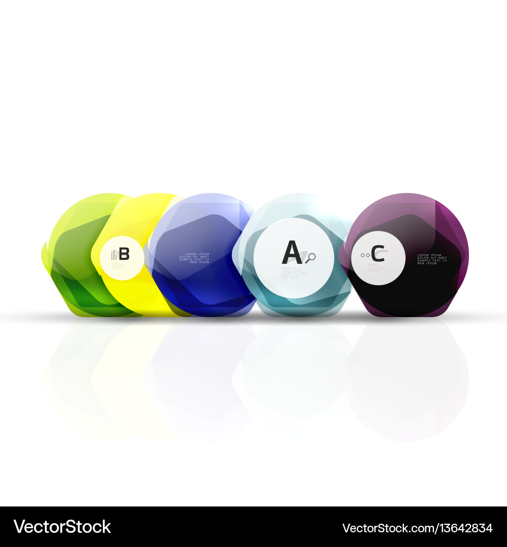 Glass glossy shiny hexagon web elements vector image