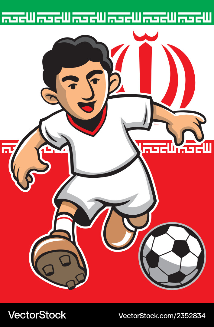 Iran soccer player with flag background vector image