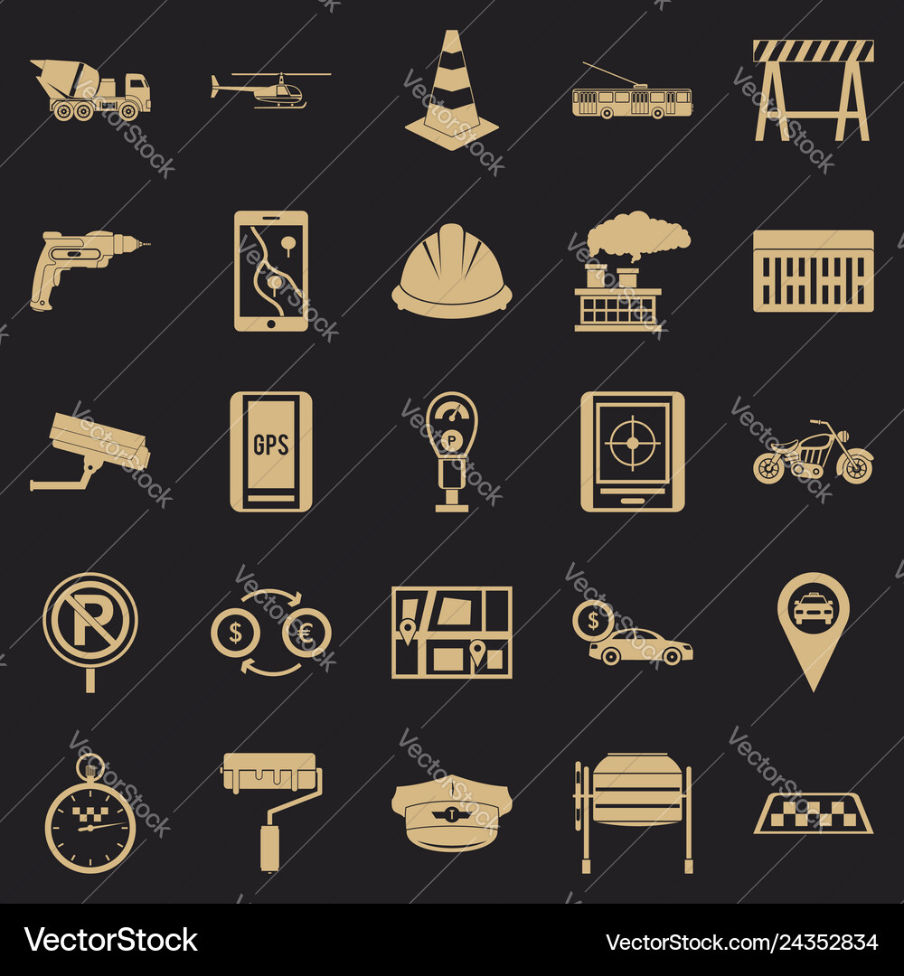 Mechanical engineering icons set simple style Vector Image