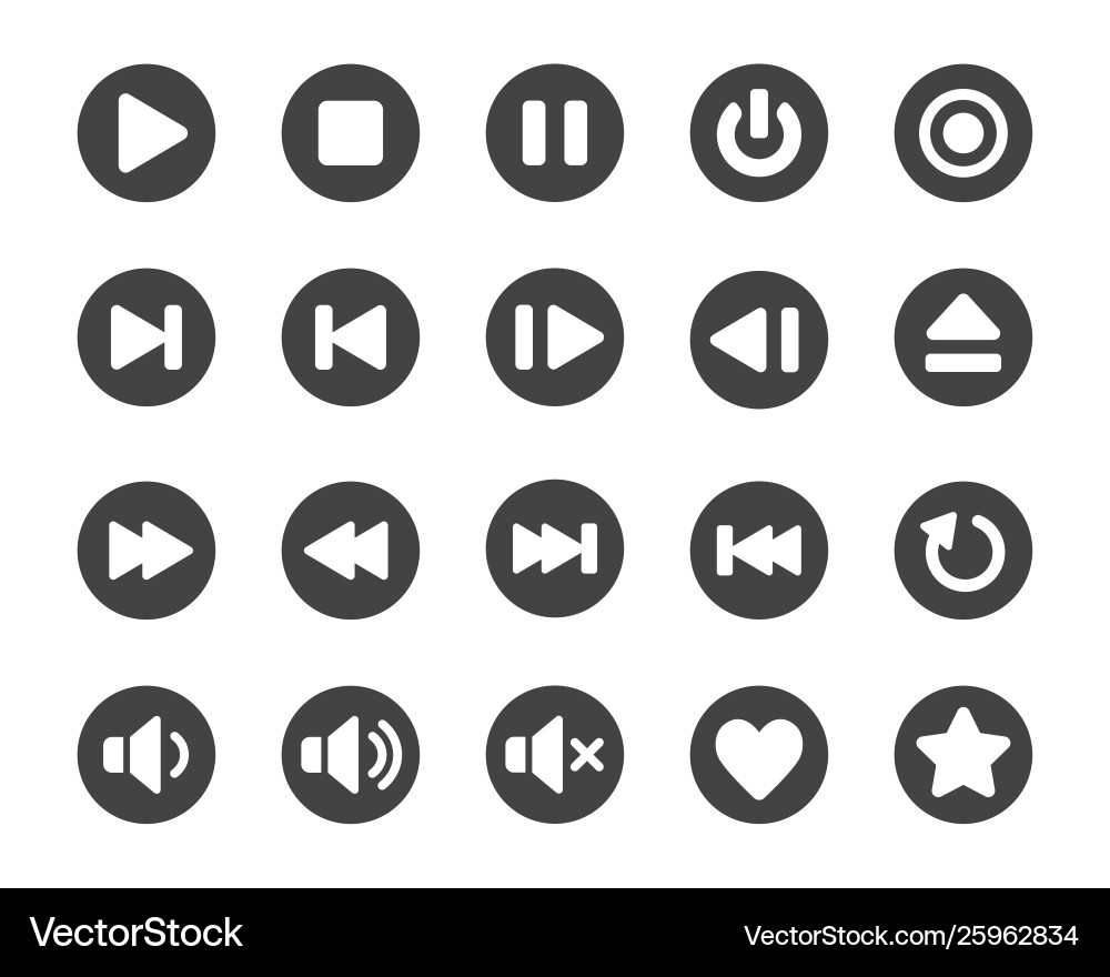 Media player button icon set Media player button icon set vector image