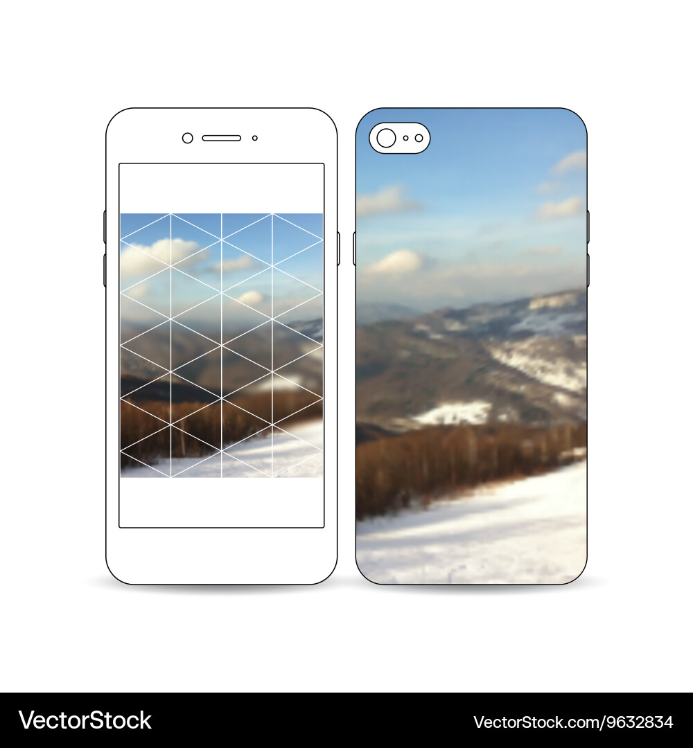 Mobile smartphone with an example of the screen vector image