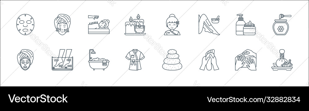 Spa line icons linear set quality Spa line icons linear set quality Vector Image
