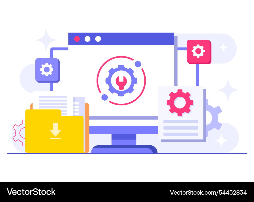 System maintenance flat error fixing trouble System maintenance flat error fixing trouble vector image