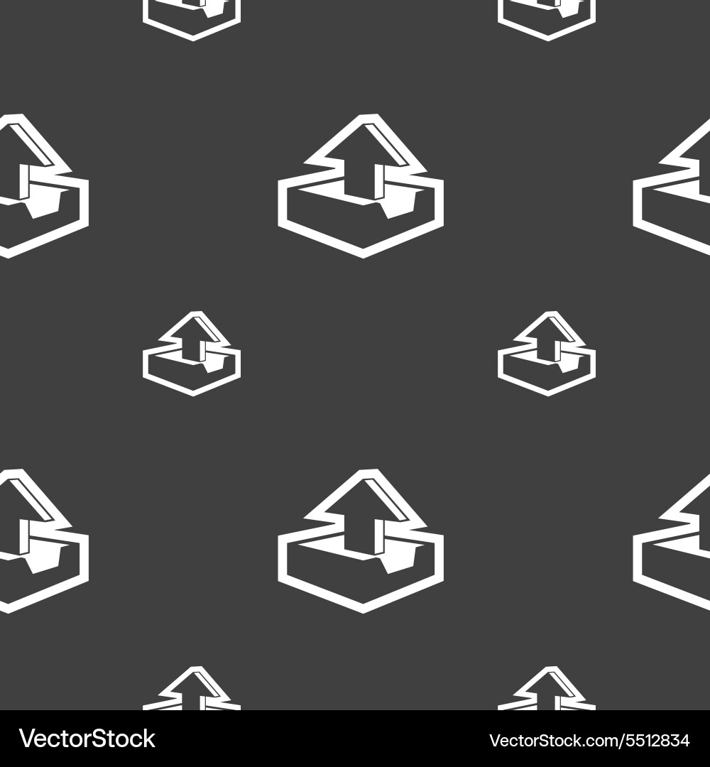 Upload icon sign seamless pattern on a gray vector image