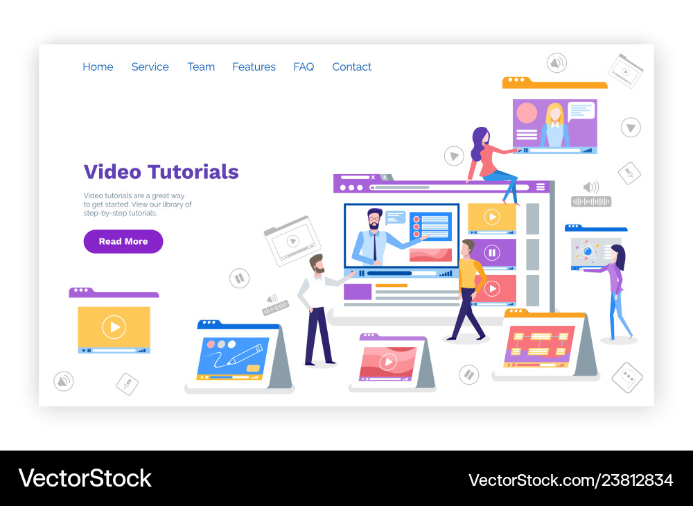 Video tutorials web page with text sample devices Vector Image
