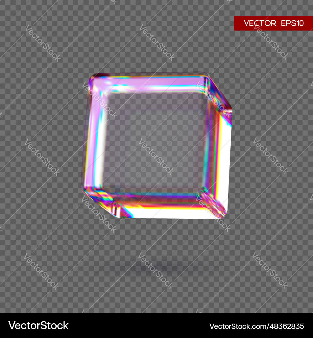 3d transparent glossy cube with dispersion effect 3d transparent glossy cube with dispersion effect vector image