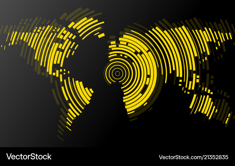 Abstract world map of radial lines vector image