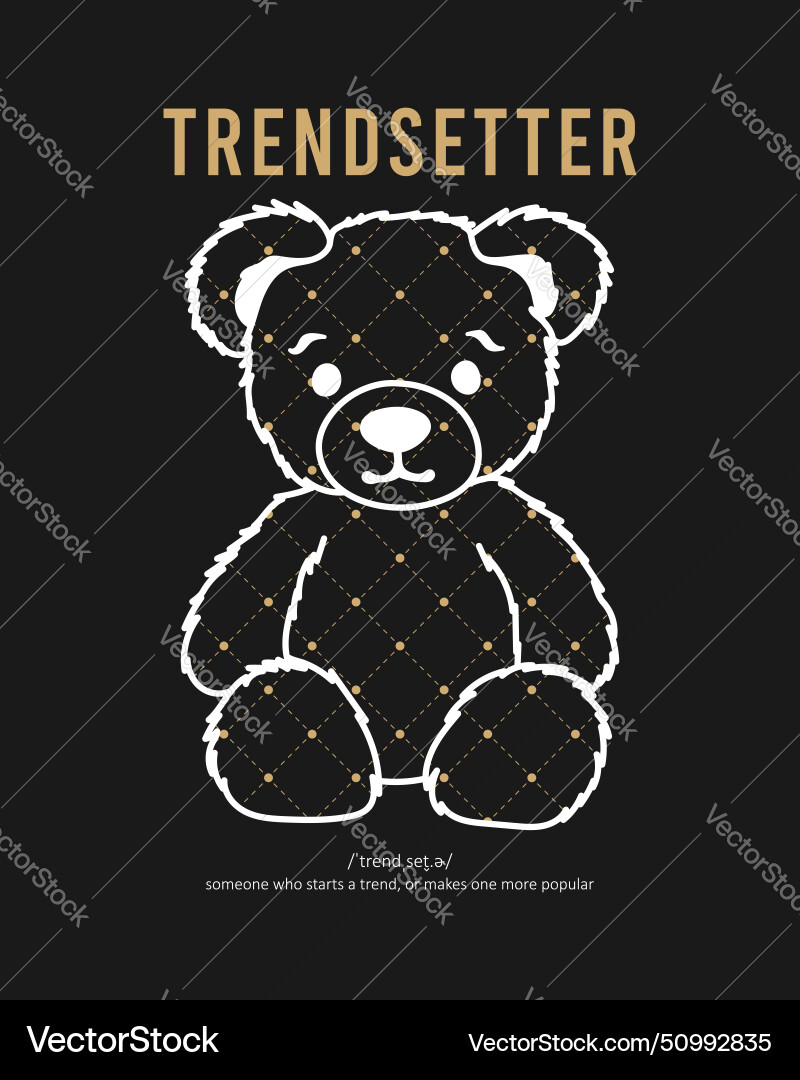 Bear doll line art t-shirt design vector image