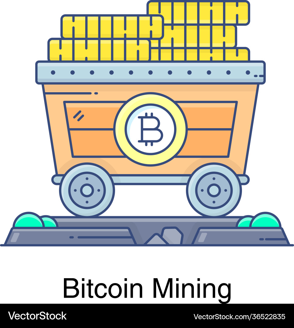 Bitcoin mining cart Vector Image