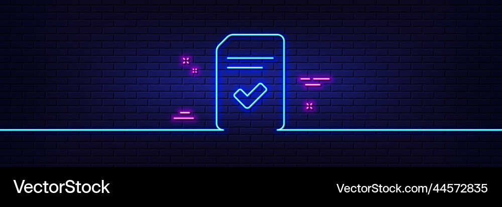 Checked document line icon file sign neon light Checked document line icon file sign neon light vector image