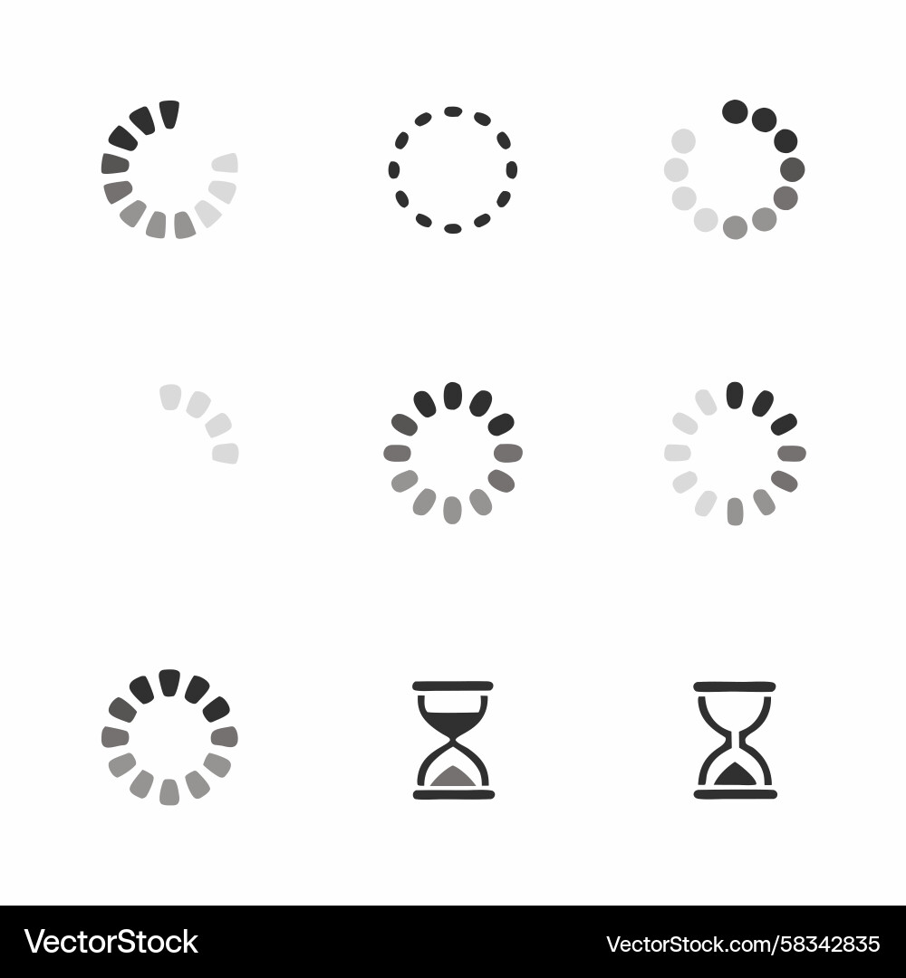 Circular Loading Icons - Set of 9 Vector Image