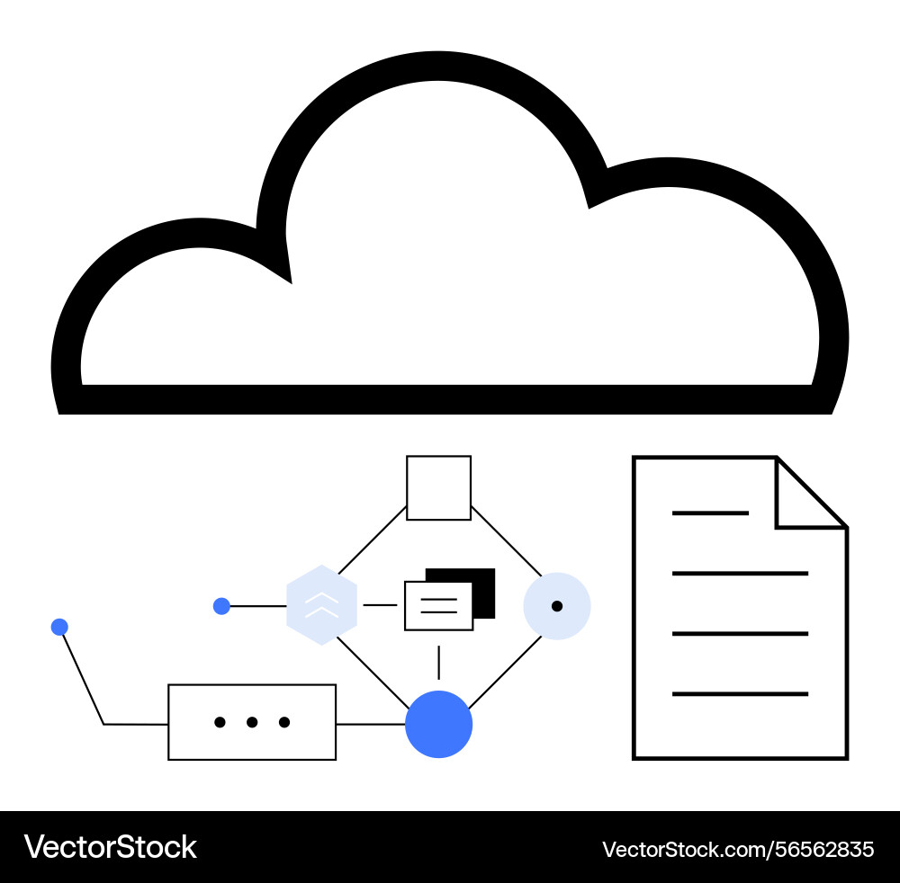 Cloud computing concept with workflow diagram Cloud computing concept with workflow diagram vector image