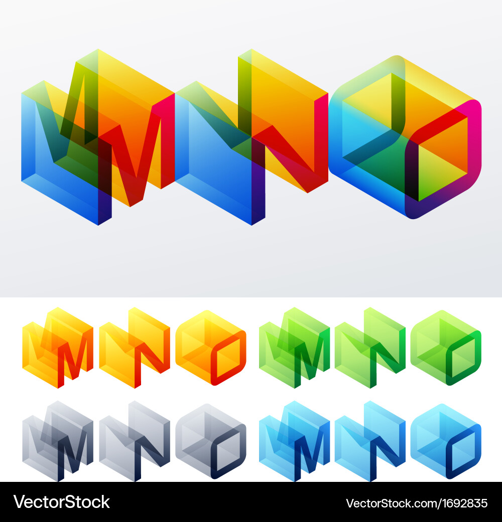 Colored text in isometric view Vector Image