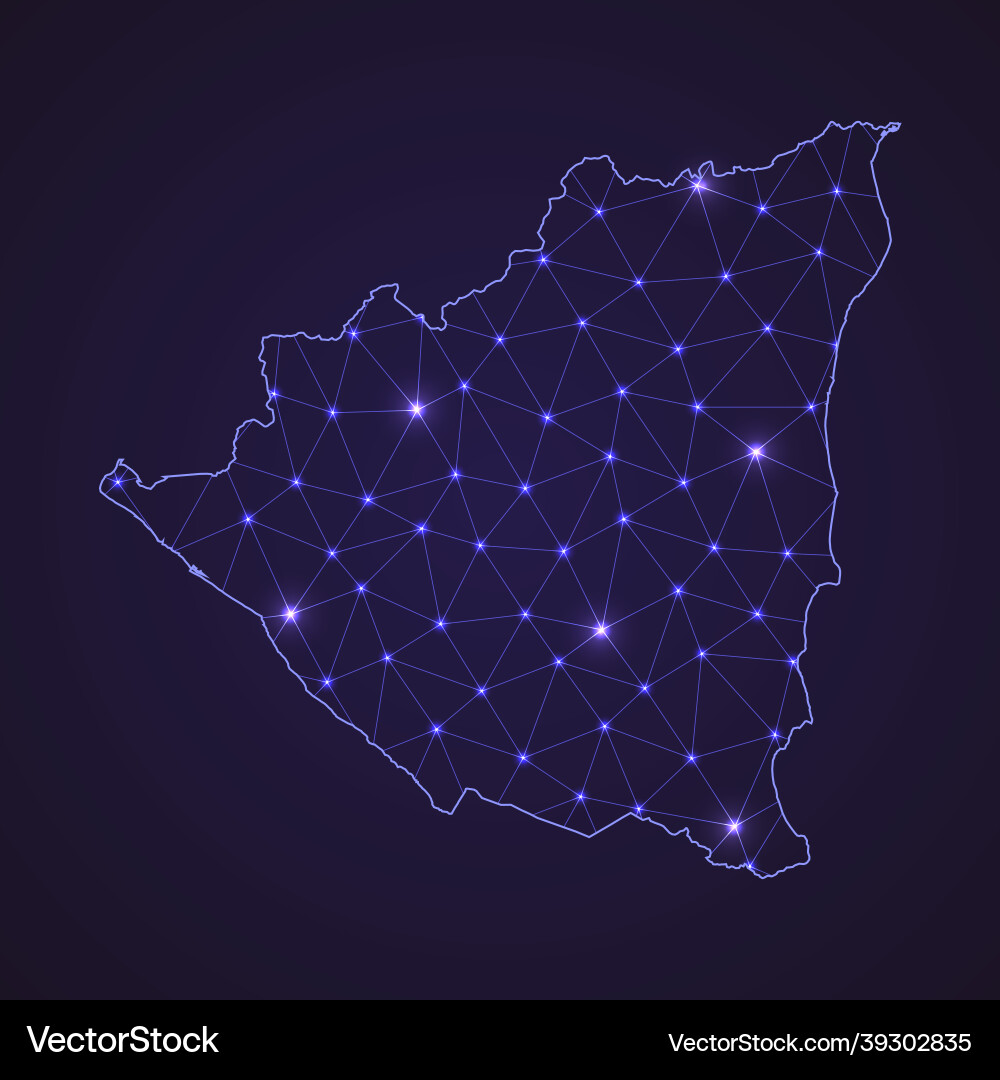 Digital network map of nicaragua abstract connect Digital network map of nicaragua abstract connect vector image