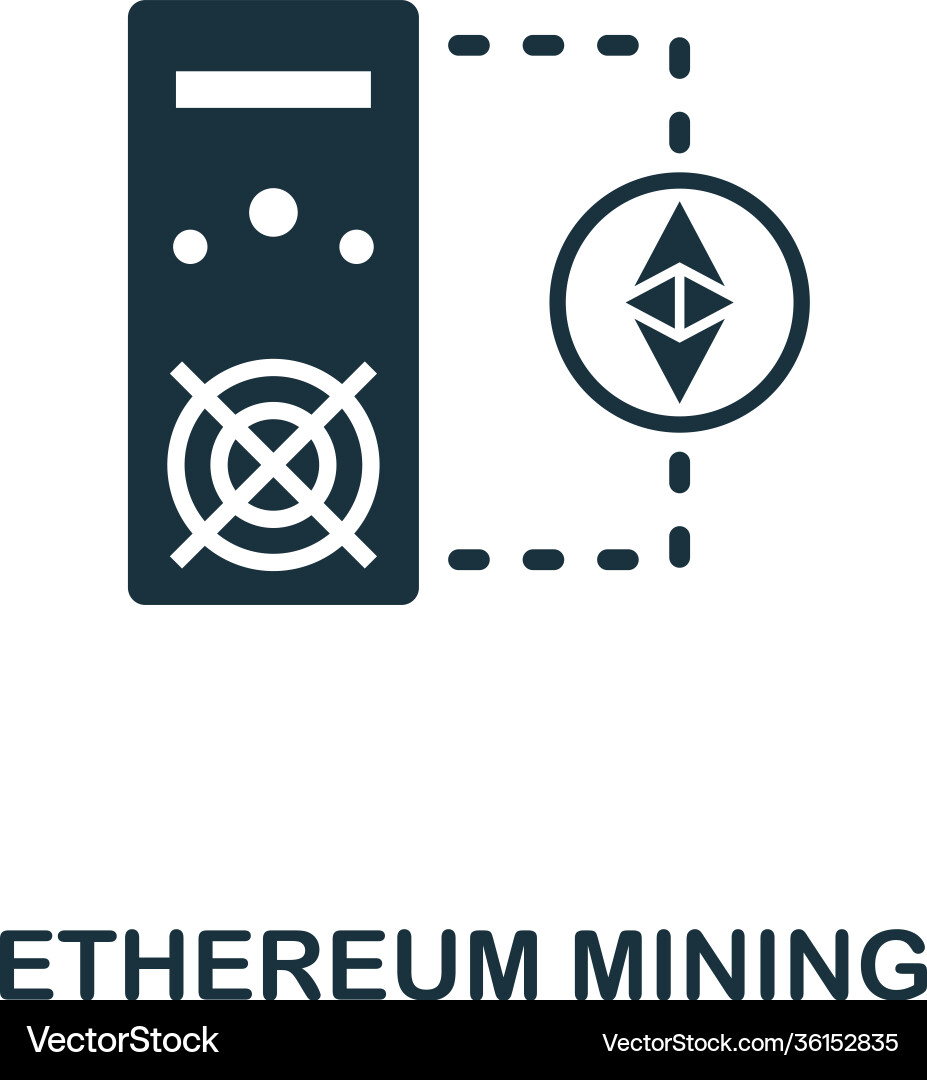Ethereum mining icon monochrome style design from Ethereum mining icon monochrome style design from vector image