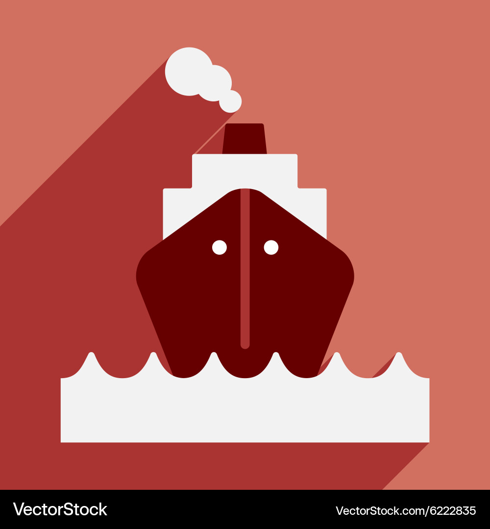 Flat with shadow icon and mobile application boat Vector Image