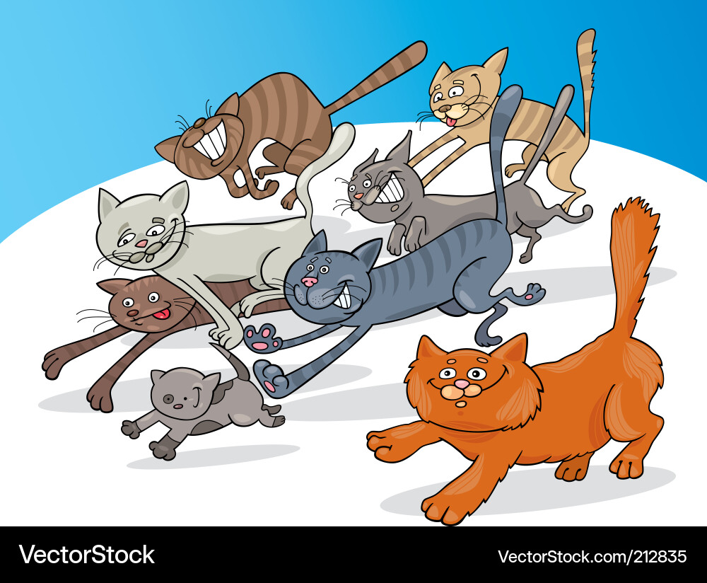 Group of Running Cats Vector Image