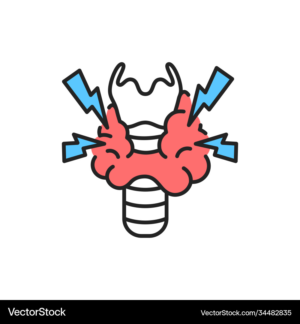 Hyperthyroidism color line iconpictogram for web Hyperthyroidism color line iconpictogram for web vector image