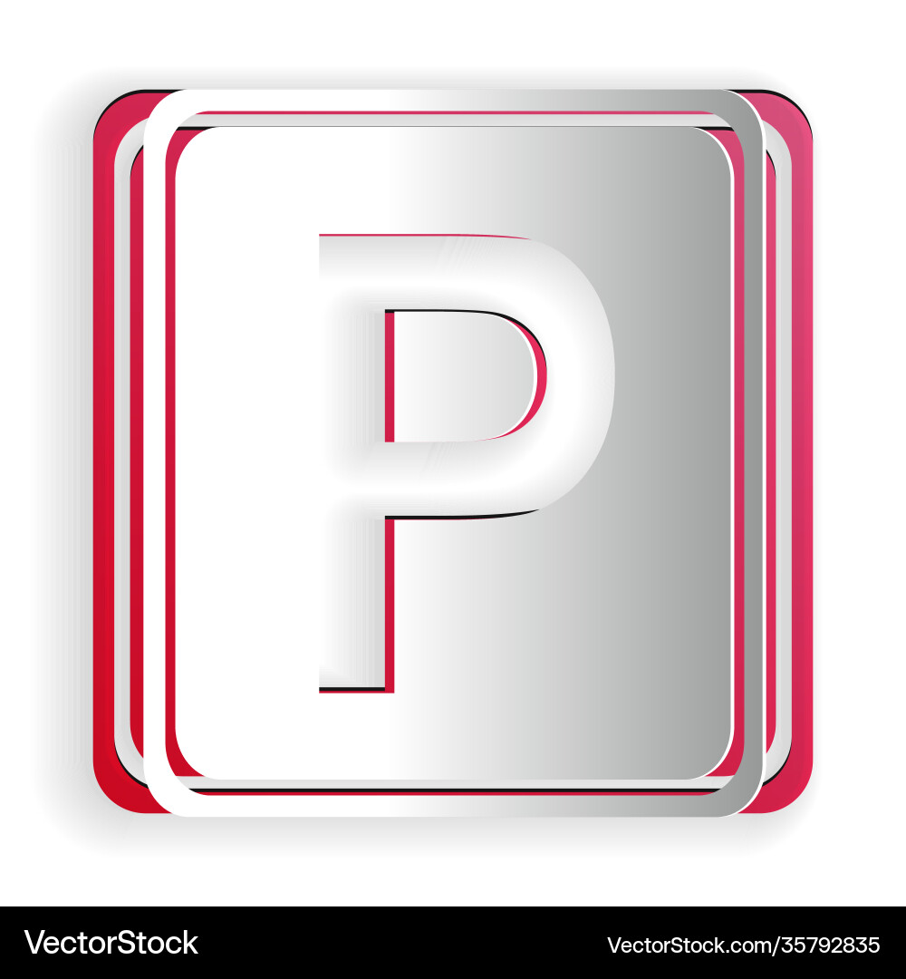 Paper cut parking sign icon isolated on white Paper cut parking sign icon isolated on white vector image