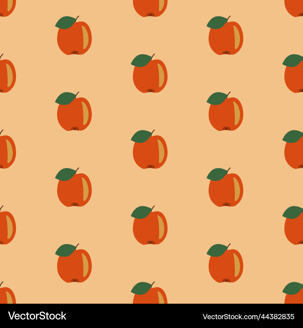 Red apple with leaf seamless pattern sparse Red apple with leaf seamless pattern sparse Vector Image