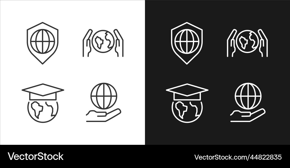 Save planet pixel perfect linear icons set Save planet pixel perfect linear icons set vector image