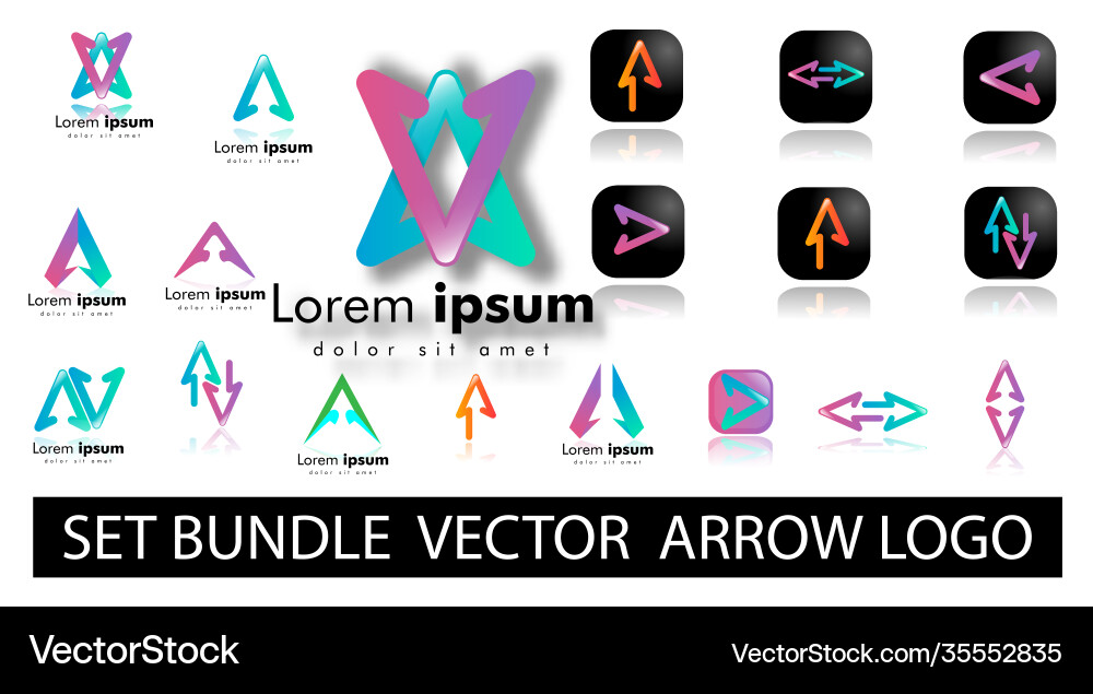 Set collection logo design arrow shape symbol Set collection logo design arrow shape symbol Vector Image