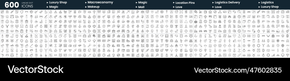 Set of 600 thin line icons in this bundle include Set of 600 thin line icons in this bundle include vector image