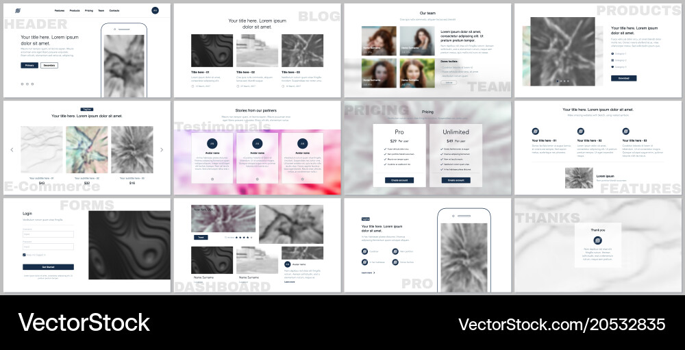 Set of templates for website design vector image