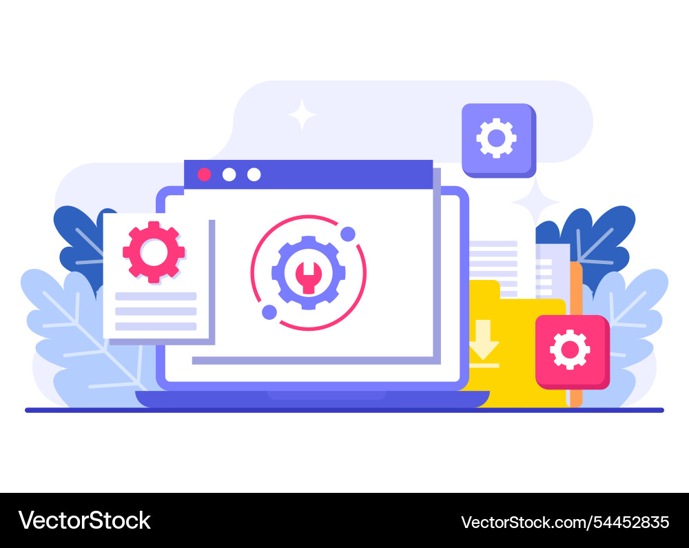 System maintenance flat error fixing trouble System maintenance flat error fixing trouble vector image
