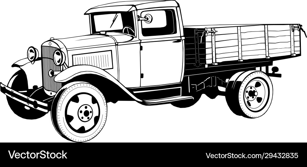 Vintage Black Truck - 1920s Style Vector Image